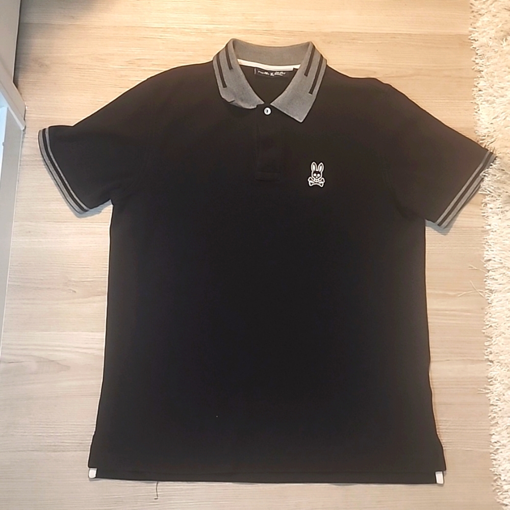 Black with grayish collar Psycho Bunny Polo Shirt
